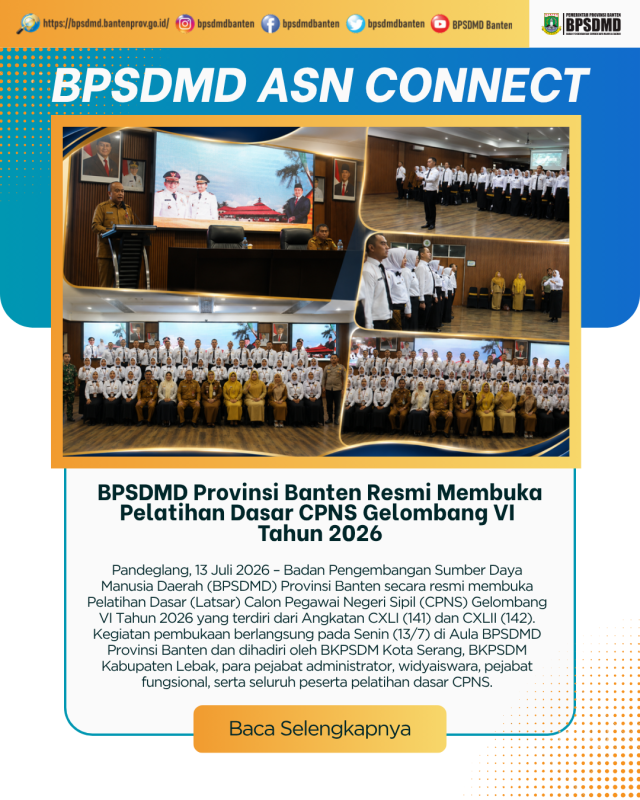 BPSDMD Provinsi Banten Resmi Membuka Pelatihan Dasar CPNS Gelombang VI Tahun 2026